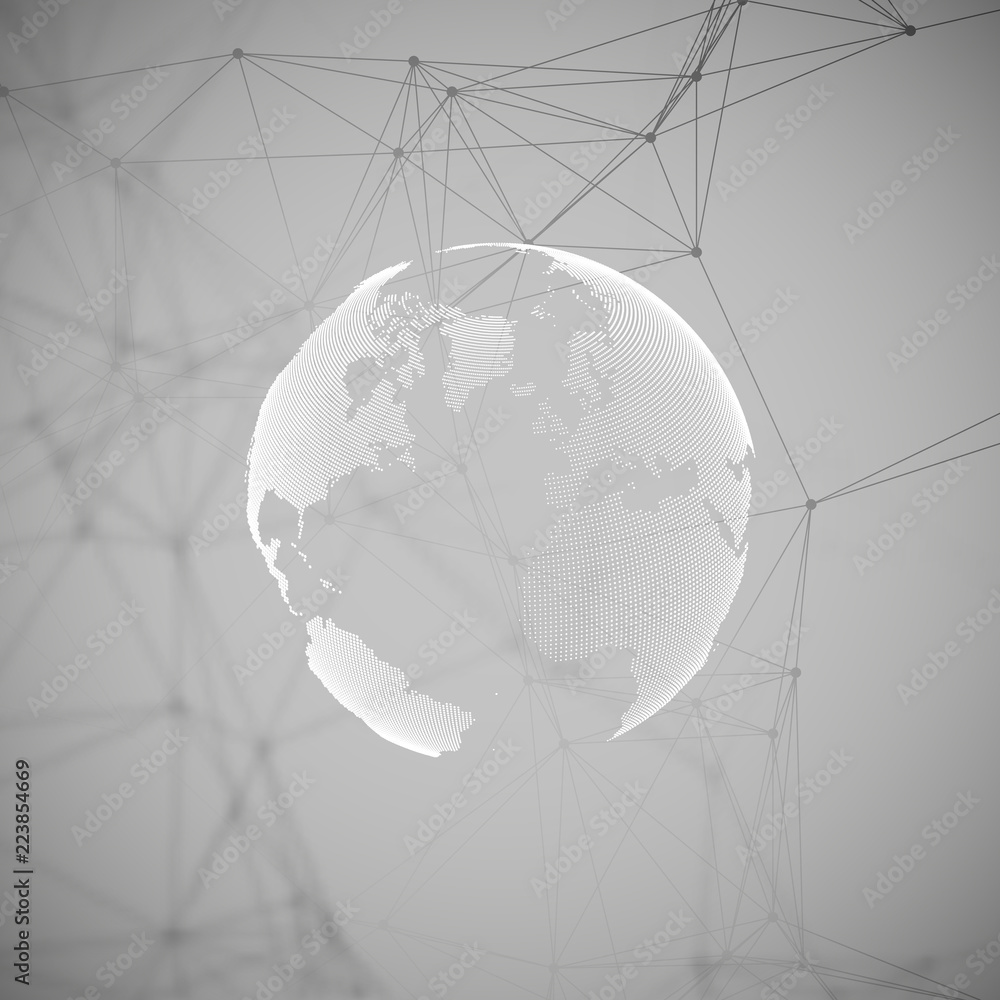 Poster abstract futuristic network shapes. high tech background, connecting lines and dots, polygonal linea