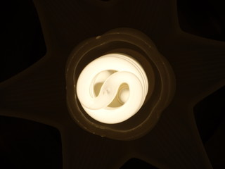 The incandescent lamp shines in the darkness of the night