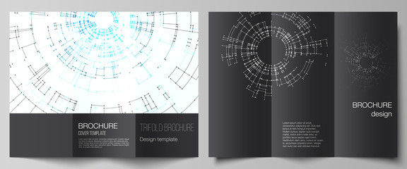 The minimal vector layouts. Modern covers design templates for trifold brochure or flyer. Network connection concept with connecting lines and dots. Technology design, digital geometric background.