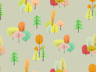 Autumn forest  seamless pattern vector illustration
