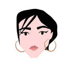 young asian face simple illustration of female . young woman with short black hairstyle illustration