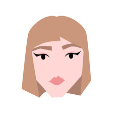 young european face simple illustration of female . young woman with short blond hairstyle illustration