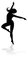 A dancing woman in silhouette graphic illustration