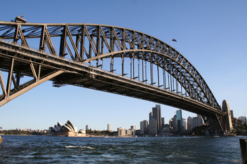 sydney harbour bridge, opera house in the background