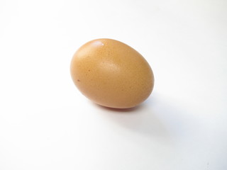 One chicken egg on white background