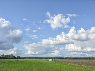 Fototapeta na wymiar Typical Dutch cloudscape in summer