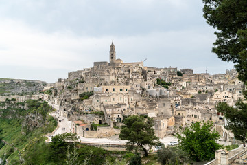 Obraz premium View of Matera, tourists walking on street
