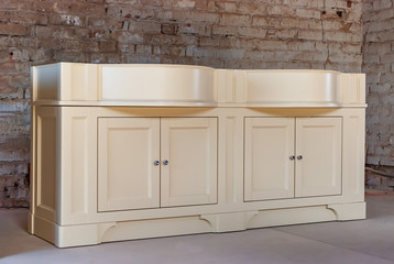Bathroom vanity cabinet for two washbasins. Classic furniture