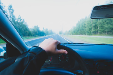 View from the car's cab. Photo from Finland.