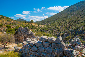 Northern Cyclopean wall of the citadel of Mycenae. Archaeological site of Mycenae in Peloponnese Greece