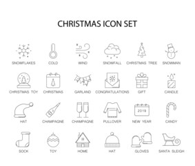 Line icons set. Christmas pack. Vector illustration
