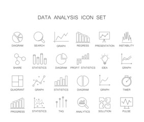 Line icons set. Data analysis pack. Vector illustration