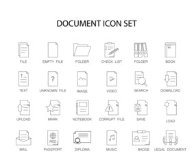 Line icons set. Document pack. Vector illustration	