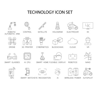 Line icons set. Technology pack. Vector illustration	
