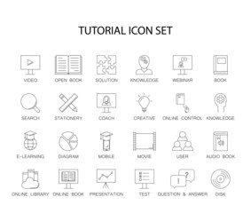 Line icons set. Tutorial pack. Vector illustration	