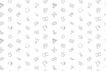 Hanukkah background from line icon. Linear vector pattern. Vector illustration	