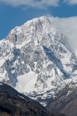 Fototapeta na wymiar Mont Blanc de Courmayeur. Massive south-east face of the mountain