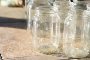 jars for canning are clean . close up