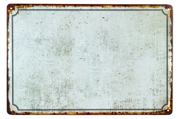 Een oud leeg roestig metalen bord met een kopie ruimte achtergrond voor uw tekst