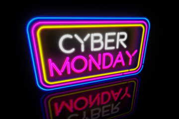 Naklejka na ściany i meble Cyber Monday advertising neon
