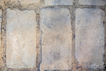 the texture of the brick for walkways. gray , pictured three bricks of rectangular shape