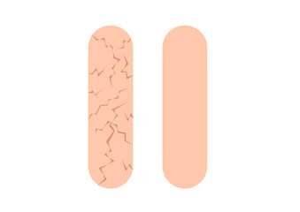 pause icon , step of healthy skin to dry skin texture , vector