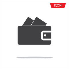 Wallet icon sign isolated on white background.