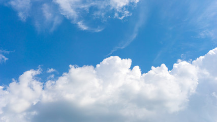 Blue sky and beautiful cirrus clouds on a sunny day, background texture