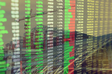 Economic growth of real estate or construction with concept stock market