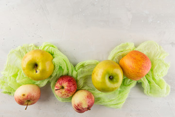 Green and red apples