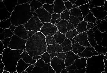 Dark dried and cracked earth background texture, Close-up of  black dry fissure ground, fracture surface