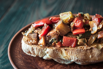 Sandwich with ratatouille on the plate