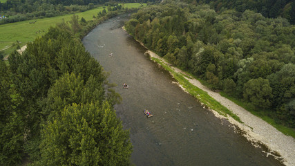 Fototapeta na wymiar Rafting on the Dunajec River, Pieniny, Poland