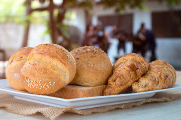 loaf bread and Croissant are ready for serve