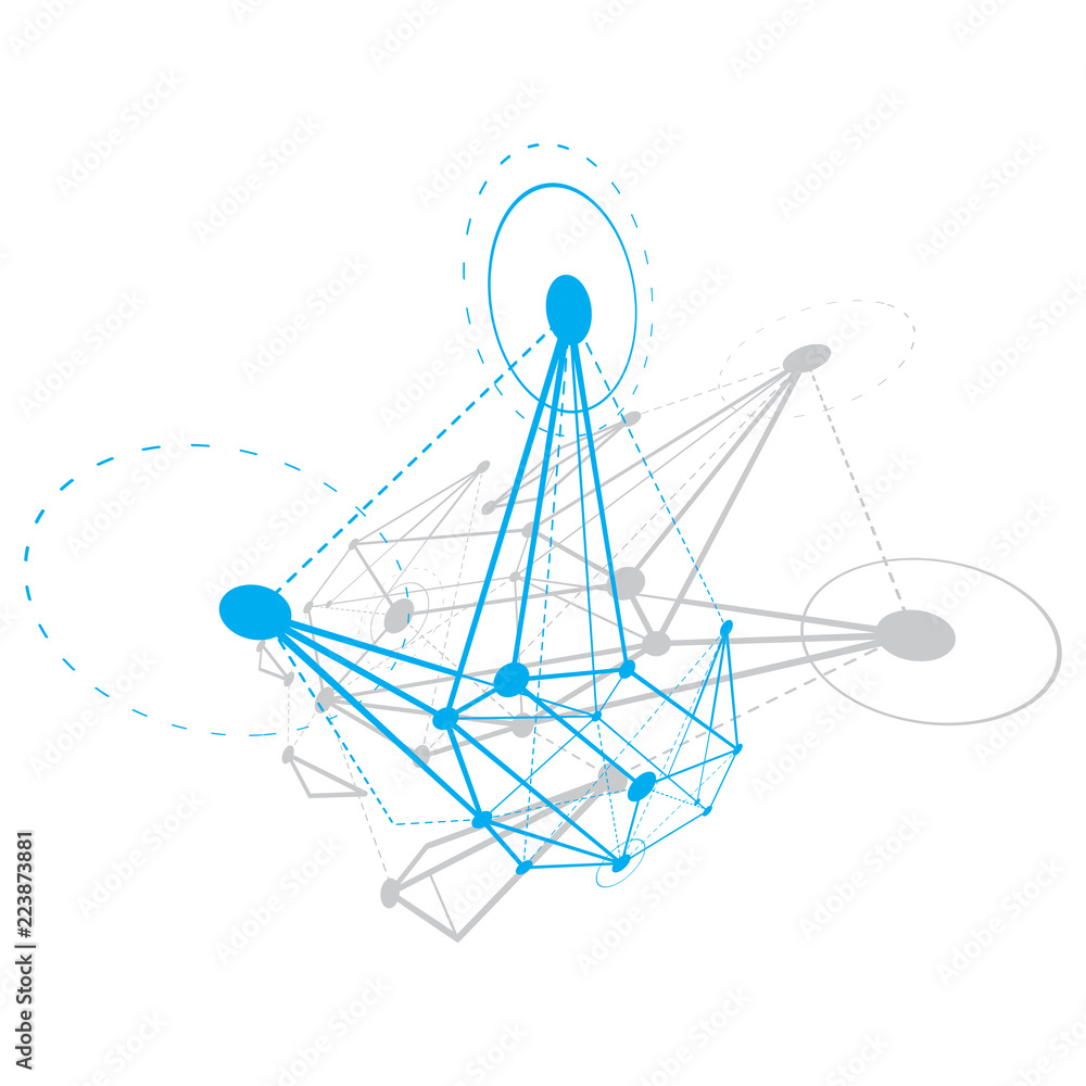 Aufkleber abstract geometric 3d faceted object, modern digital technology and science theme vector background.