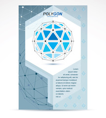 Fototapeta premium Computer engineering business modern marketing presentation poster. Vector abstract 3d blue geometric shape, polygonal figure.