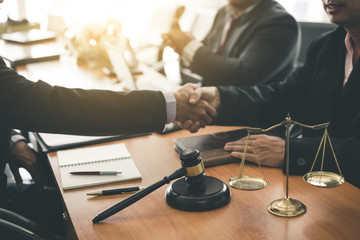 Businessman shaking hands discussing a contract agreement.