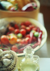 Organic Vegetables autumn harvest over white rustic background/ healthy organic food concept