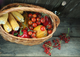 Thanksgiving day table settings with harvest pumpkins