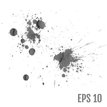 Set of gray splash on white background vector illustration. All