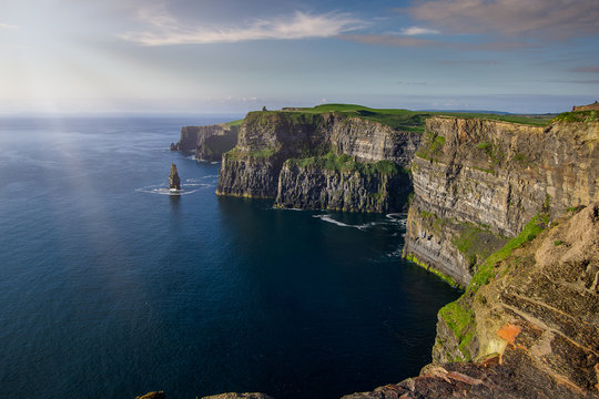 Landscape view of Cliffs of Moher with clear day sky. County Clare, Ireland. © The Walker