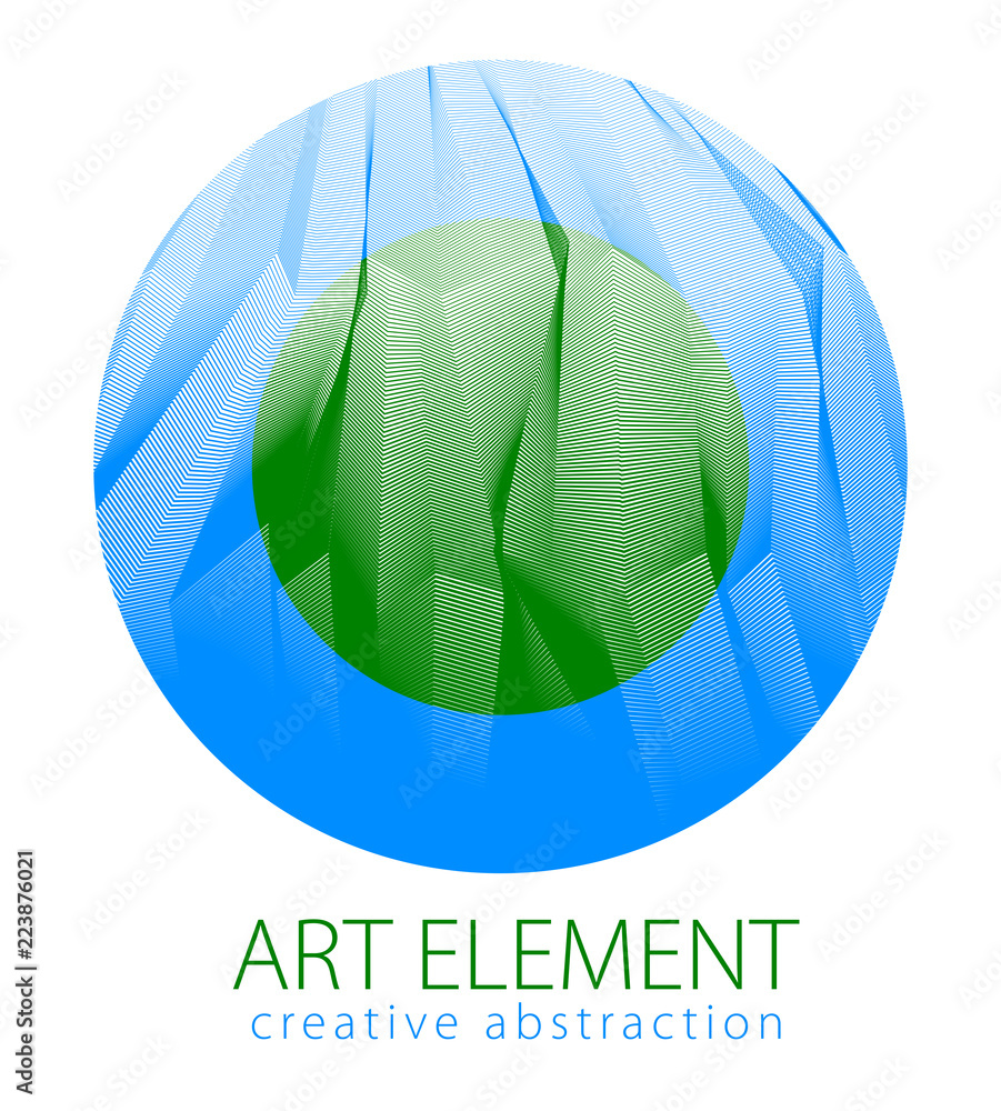 Aufkleber beautiful art element, linear texture of surface or textile in a shape of circle. vector abstract 3d
