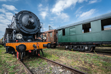 Old retro steam train locomotive