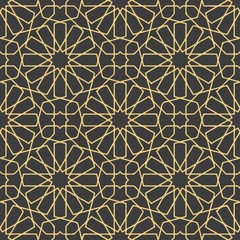 Abstract geometric mosaic pattern, marbled tiles zellij in Moroccan style, textured seamless illustration