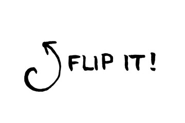 Handwritten text with arrow in black and white