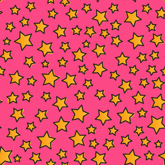 Seamless pattern. Modern Bright design for kids Vector Abstract cute star isolated on a pink background.