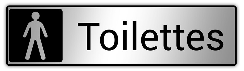 Panneau en France : Toilettes pour hommes et femmes, wc mixtes et unisexe - panneau pour salle de bain, toilettes et autres commodités texture en métal