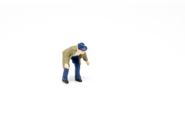 Miniature people telecommunication workers concept on background with a space for text