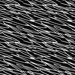 Seamless pattern with handwritten white lines on black background. Vector ornament for design and gift paper