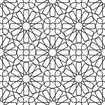 Abstract geometric mosaic pattern, marbled tiles zellij in Moroccan style, textured seamless illustration